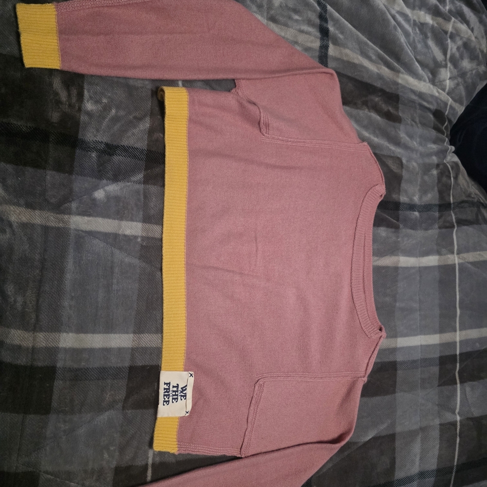 We The Free Pink and Yellow Crop Top